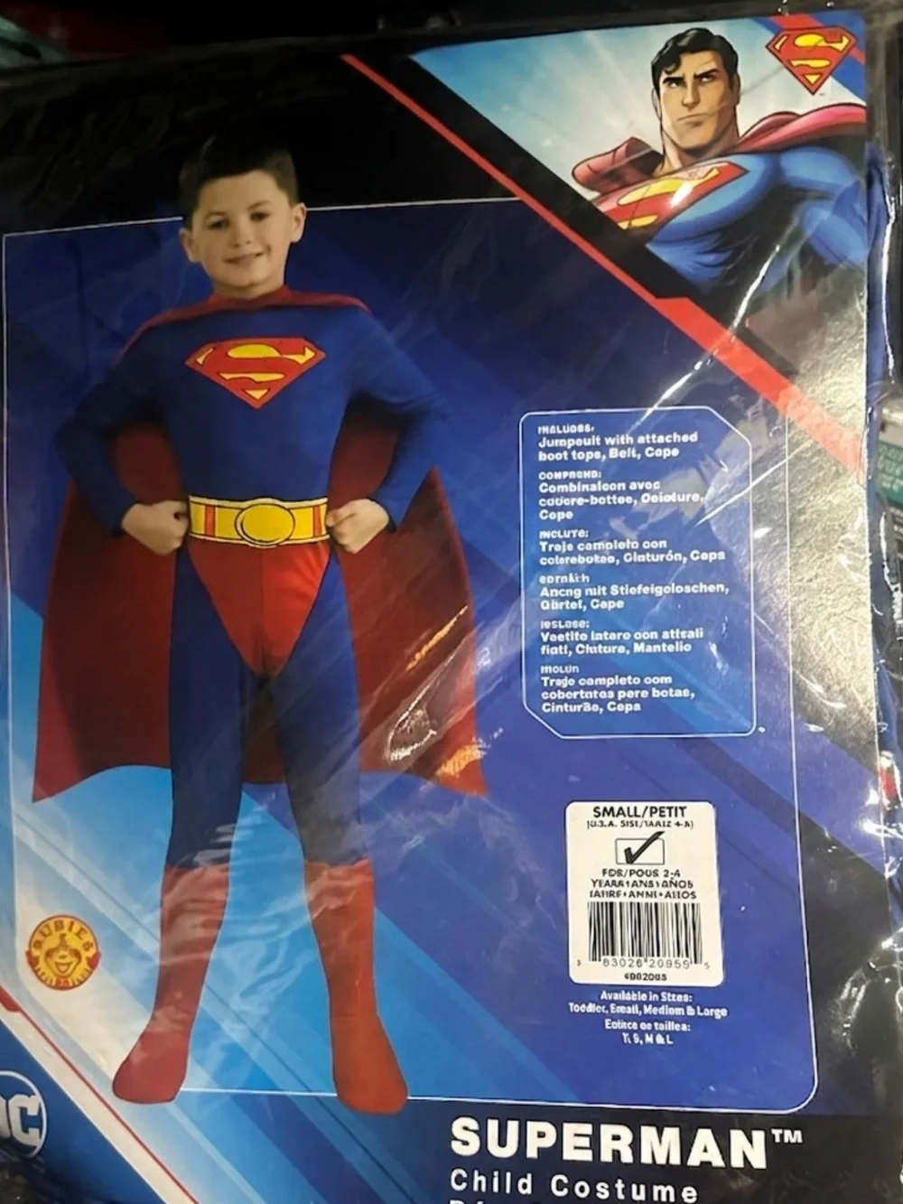 Superman Costume Kids Size Small 4-6 DC Comic